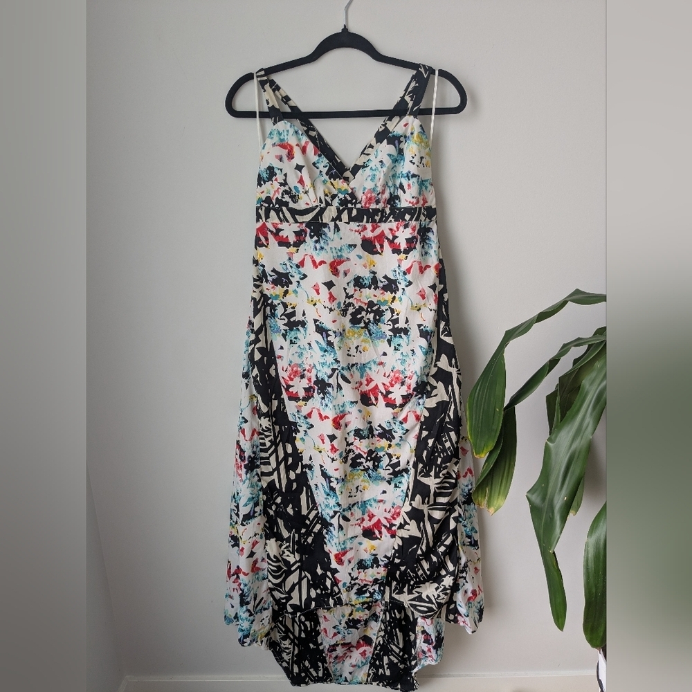 Volcom Maxi Crossback Abstract Print Dress Size S (fits large)
